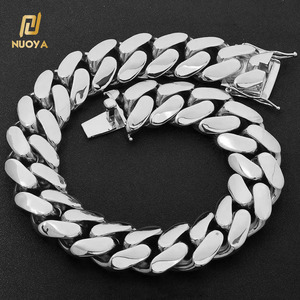 NUOYA Hiphop Sieraden 22mm Dikke Cubaanse <span class=keywords><strong>Link</strong></span> Ketting Halsketting Messing Rosegoud 18K Goud Gegalvaniseerd Gladde Cubaanse Ketting voor Heren - Product Image 2