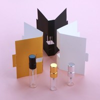 Botol Parfum Mewah Kaca Pipih Kecil Ukuran 2ml 3ml 5ml Custom dengan Kotak Emas Hitam Putih