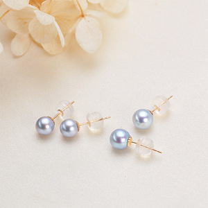 Zhuji Jewelry Wholesale Boucles d'oreilles 18K en argent S925 avec perles rondes, clous d'oreille fins, Zhen Duo Ma Hai Shui Pearl Studs - Product Image 1