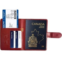 Porte-cartes de voyage NEXXGEN Premium Luxury fait main en cuir PU marron foncé de 4 pouces avec blocage RFID, personnalisable