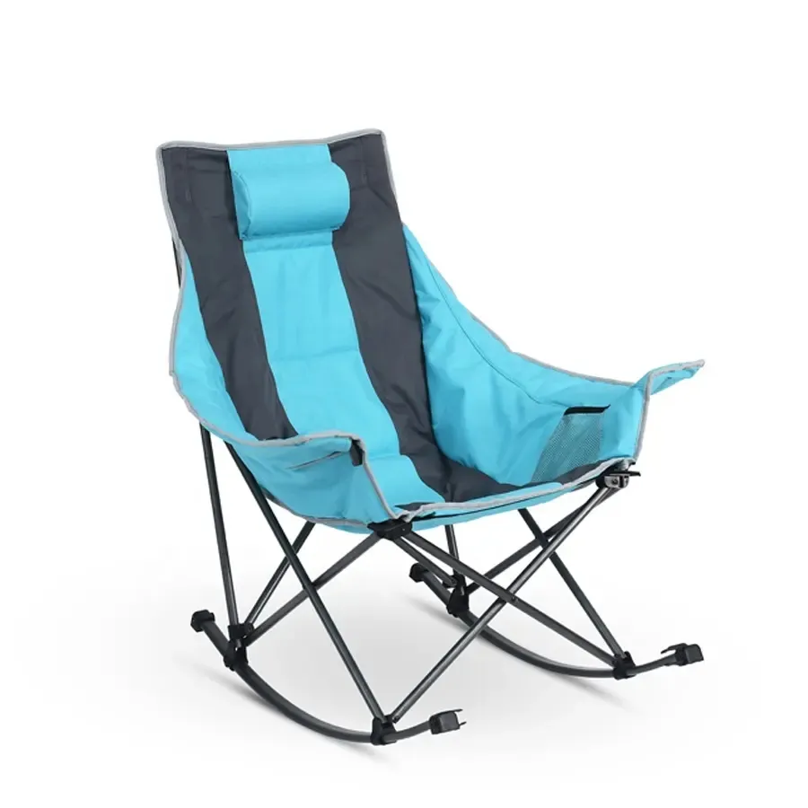 Outdoor Deluxe Comfortable Portable Padded Steel Fold Rocking Chair Camping Chair