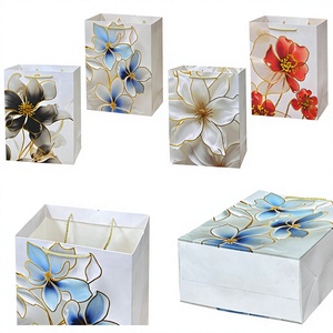 27012 Gold Foil Floral Offset Printed Flower Gift Bag Mixed Colors Promotional Paper - Product Image 2