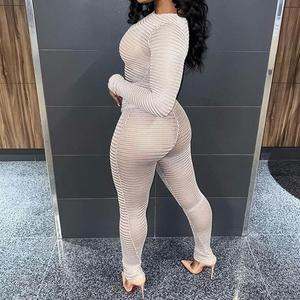 ชุดเซ็ต 2 ชิ้น เสื้อแขนยาวตาข่ายซีทรูรัดรูป กางเกงขายาวลำลองแฟชั่นสำหรับผู้หญิง - Product Image 2