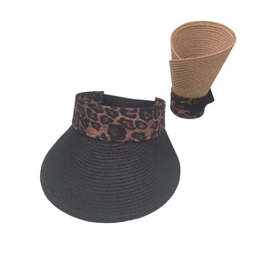 HKZB Custom <b>Women</b> European American Style Striped Wide Brim Open Top Straw Hat Sports Outdoor Beach Street <b>Sun</b> <b>Visor</b> Cap - Product Image 4