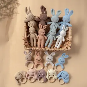 도매 사용자 정의 수제 크로 셰 뜨개질 Amigurumi 부활절 어린이 아기 장난감 신생아 니트 토끼 토끼 인형 아기 장난감