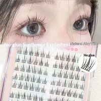 Faux cils synthétiques auto-adhésifs sans colle, 120 pièces, grande capacité, en forme de tournesol, naturels, réalistes, segmentés