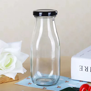Bouteilles et tasses en verre super flint résistant à la chaleur avec bouchon en liège pour thé au lait, jus, lait frais, lait <span class=keywords><strong>de</strong></span> <span class=keywords><strong>soja</strong></span> et yaourt - Product Image 4