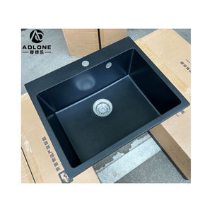 Fregadero de cocina hecho a mano de lujo de un solo cuenco, diseño compuesto de cuarzo blanco, decoraciones de cocina personalizadas sin grifo - Product Image 2