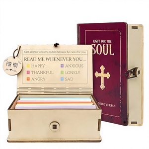 Caja de Versículos Bíblicos <span class=keywords><strong>PANDA</strong></span> con 150 Tarjetas de Oración, Caja de Madera Hecha a Mano, Regalo de Cumpleaños con Mensajes Emocionales, Escrituras Cristianas Inspiradoras - Product Image 1