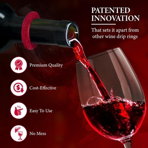 Colliers anti-gouttelettes pour <span class=keywords><strong>vin</strong></span> jetables, gadgets anti-gouttelettes pour bouteilles, anneaux anti-gouttelettes en feutre rouge, <span class=keywords><strong>bouchon</strong></span> anti-gouttelettes pour <span class=keywords><strong>vin</strong></span> pour bar, cuisine, fête - Product Image 5