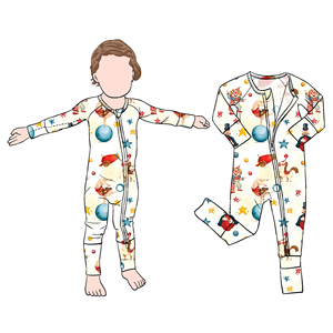 Romper Bayi Laki-laki Berkualitas Tinggi Little Glow Kids Grosir Kustom Bermotif Bambu untuk Balita Anak-anak - Product Image 6