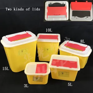 Medical Safety Box Flip 8L Sharp Disposable Container Square Medical Waste Safety Box Of Syringe Needle Box