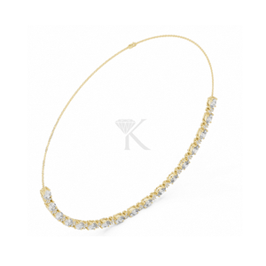 Collar de tenis con diamantes ovalados y redondos alternados, de oro amarillo, estilo choker, inspiración vintage, joyería fina para aniversario - Product Image 2