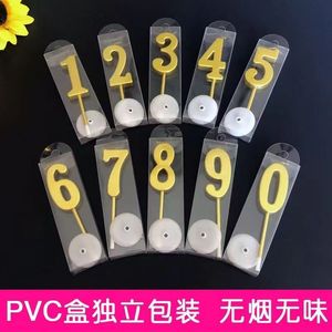 Vela de cumpleaños número 9 dorada de parafina para decoración de pasteles para fiestas infantiles - Product Image 5