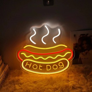 Enseigne néon LED ABS personnalisée Hamburger et frites pour publicité directionnelle de taxi-bar - Télécommande, multicolore, OEM/ODM - Product Image 3