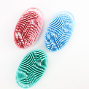 Brosse de douche et récureur corporel en silicone 2 en 1 Brosse à récurer pour cheveux de bébé avec logo personnalisé - Product Image 1