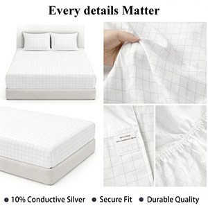 Sábana Ajustable Antiestática Premium con Conexión a Tierra, 90% Algodón, 10% Fibra de Plata, para Hogar y Hotel, Tamaño Personalizado OEM - Product Image 3