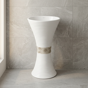 Lavabo en céramique de qualité export, forme œuf, avec piédestal complet, pour salle de bain d'hôpital ou d'hôtel, articles sanitaires - Product Image 6
