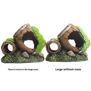 Decoración para Peceras, Musgo de Resina, Escondite para Acuarios, Cueva, Casa para Camarones, Nido para Cíclidos, Barril de Vino Hueco - Product Image 1