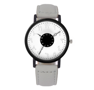 Vecchio orologio al quarzo con quadrante arabico con cinturino in pelle orologio da polso da uomo - Product Image 4