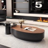 Nouveau moderne minimaliste maison salon meubles irrégulier en bois massif haut bas combinaison ronde verre Table basse