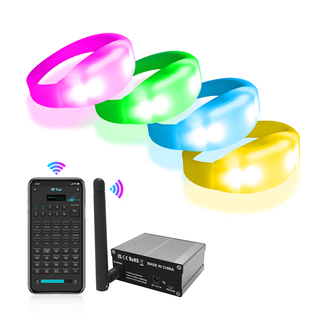 Remote Controlled LED Wristbands Personalized DMX RF Sync Control Interactive Glow Bracelets for Large Scale Events & Festivals