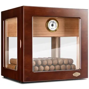 Bán Buôn Sang Trọng Gỗ Tuyết Tùng Cigar Humidor Năm Bên Mở Cửa Bằng Gỗ Cigar Hộp Kích Thước Lớn Cigar Tủ