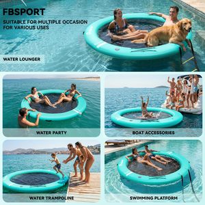 Hamaca Flotante Inflable <span class=keywords><strong>con</strong></span> Rampa para <span class=keywords><strong>Perros</strong></span>, Portavasos, Plataforma Redonda para Tomar el Sol y Relajarse en la Piscina o Lago para Adultos - Product Image 5
