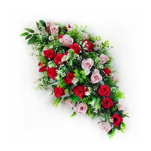 Grinalda de flores funerárias artificiais em forma de barco para decoração de caixão, simulação de alta qualidade