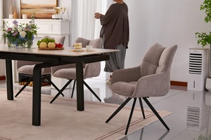 Table à manger extensible de style moderne, carrée, très vendue, avec plateau en pierre frittée, pieds en métal, finition noire thermolaquée, meubles pour la maison - Product Image 4