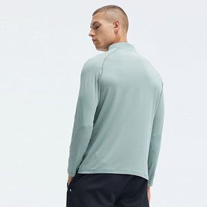 AL16821 T-shirt de sport à manches longues pour hommes, combinaison d'entraînement à séchage rapide, respirante, semi-zippée, personnalisée, pour la course à pied d'automne - Product Image 6