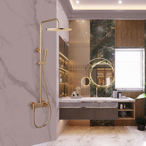 Miscelatore di acqua In lavabo a parete miscelatore lavabo lavabo lavello due fori montaggio a parete nascosto rubinetto del lavabo oro - Product Image 4