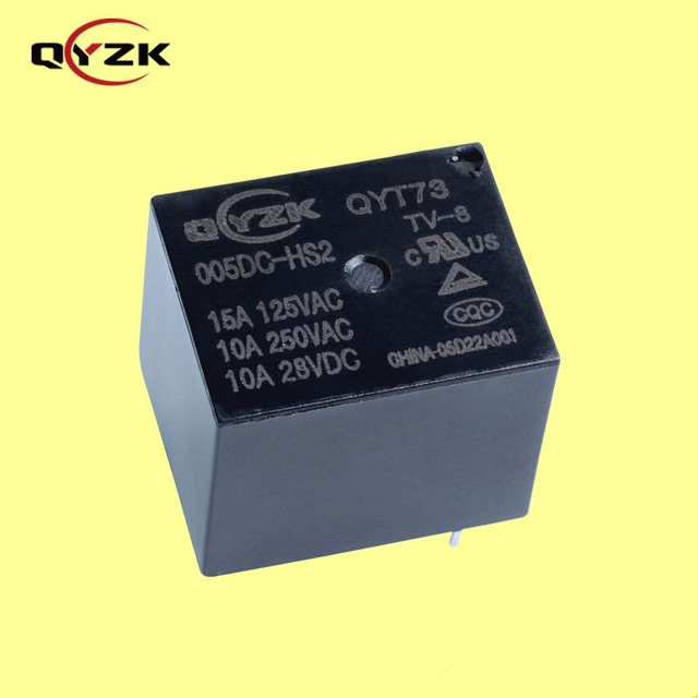 QYZK 5V Coil Power Relay SPST-NO 15A 125VAC 10A 250VAC 4-Pin Miniature PCB Relay 0.36W Sealed Protection JQC 3ff Alternative