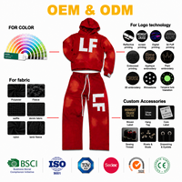 Conjunto de Sudadera con Capucha y Pantalones de Chándal Oversize Desgastados Personalizados para Hombre, de Forro Polar Térmico, Estilo Casual Urbano, Venta al por Mayor a Granel