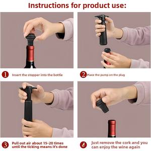 Vente en gros d'accessoires de bar sur Amazon Pompe à vide pour le <span class=keywords><strong>vin</strong></span> rouge avec <span class=keywords><strong>bouchon</strong></span> en silicone en plastique noir <span class=keywords><strong>Bouchon</strong></span> à <span class=keywords><strong>vin</strong></span> en verre - Product Image 2