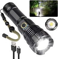 Linterna Led de alta potencia, recargable por Usb, con zoom