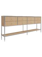 Console de rangement et d'exposition en bois de bouleau avec panneau en aluminium, démontable, pour couloir et entrée