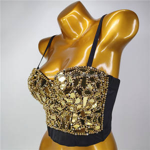 Producto ganador <span class=keywords><strong>2022</strong></span> Golden Shiny Crystal Sequin Sexy <span class=keywords><strong>Disfraces</strong></span> <span class=keywords><strong>de</strong></span> <span class=keywords><strong>Halloween</strong></span> <span class=keywords><strong>para</strong></span> adultos Mujeres <span class=keywords><strong>Moda</strong></span> Short Tank Top Corset Tank Top - Product Image 2