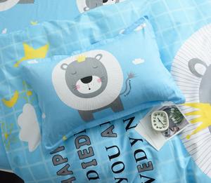 % 100% pamuk çevre dostu tek <span class=keywords><strong>2</strong></span> adet 3 adet karikatür aslan baskılı yatak seti yorgan yatak örtüsü seti çocuk için - Product Image 3