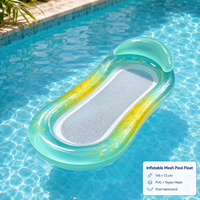 Matelas Gonflable Portable en PVC Pliable avec Filet de Fixation, Chaise Longue Flottante pour Piscine, Lit de Repos, Hamac de Natation, Matelas Pneumatique pour Divertissement