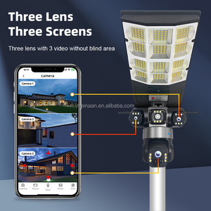 OEM V380 Pro macchina fotografica senza fili WiFi PTZ a energia solare da esterno 3 obiettivi CCTV sicurezza 4G Sim Card solare lampione - Product Image 2