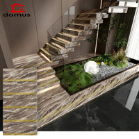 HEGAO Carreaux d'escalier modernes en porcelaine grise 1200x480MM, résistants à l'usure, antidérapants, antibactériens, pour murs intérieurs, aspect marbre