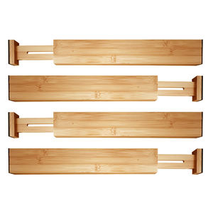 Armoire extensible <span class=keywords><strong>tiroir</strong></span> organisateur ensemble séparateur <span class=keywords><strong>bois</strong></span> bambou <span class=keywords><strong>tiroir</strong></span> diviseur réglable noir blanc 4 Pack pour tiroirs - Product Image 6