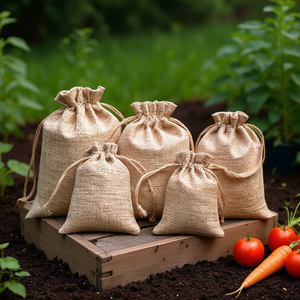 Sac en jute naturel avec cordon de serrage, 4 pouces, 6 pouces, multi-usages, pour le jardin, l'emballage de cadeaux, les fruits, les légumes, la maison, l'extérieur - Product Image 2