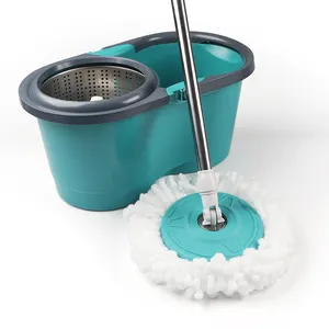 緑の厚みのある素材トルネードラウンドモップスクイーズ360回転スピンハンズフリー洗浄家庭用掃除に最適