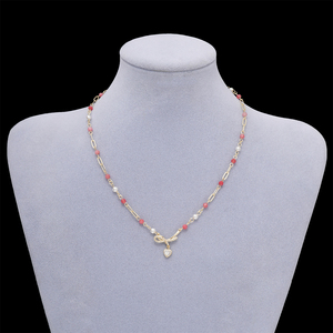 Collar con Colgante de Corazón y Zirconia Dulce para Mujer, Perla ABAS, Piedra Natural, <span class=keywords><strong>Cadena</strong></span> de Acero Inoxidable Chapada en Oro de 18K, Venta al por Mayor - Product Image 6