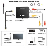 Adaptador VGA a HDMI/AV de 1080P con Audio, Convertidor de Video Macho a Hembra para Laptop, PC, Monitor, TV, Proyector, Plug and Play