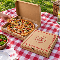 Boîtes à pizza en carton ondulé kraft imprimées sur mesure, avec couvercle à charnière carré, pour la livraison et la vente à emporter des pizzerias