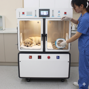 Gabbia Ossigenata Veterinaria ICU Multifunzione in Acciaio Inox 304 a Doppio Piano 110-220V <span class=keywords><strong>per</strong></span> Ospedali Veterinari, Gatti, <span class=keywords><strong>Cani</strong></span>, Uccelli, Conigli - Product Image 3