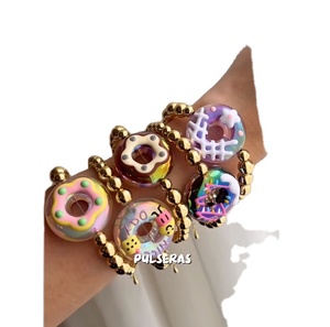 Pulsera de Donuts Hecha a Mano, Pulseras de Corazón de Colores Arcoíris, Joyería de Verano - Product Image 3